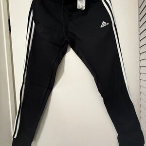 Adidas Kids Black Joggers with White Stripes